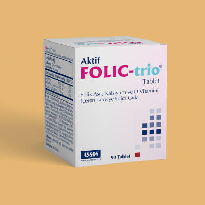 Assos Folic Trio Folik Asit Kalsiyum ve D Vitamini 90 Tablet - 1