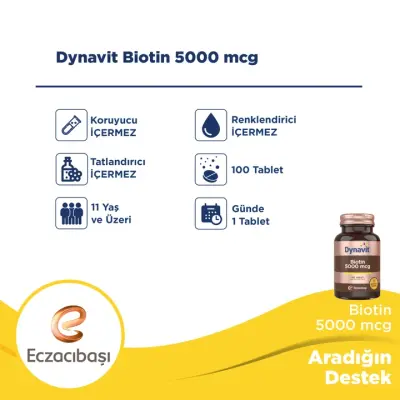 Dynavit Biotin 5000 mcg 100 Tablet - 3