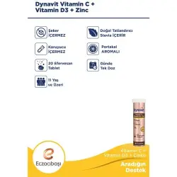 Dynavit Vitamin C + Vitamin D3 + Çinko 20 Efervesan Tablet - 3