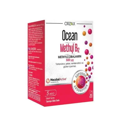 Orzax Ocean Methyl B12 Dilaltı Sprey 500 mcg 5 ml - 1